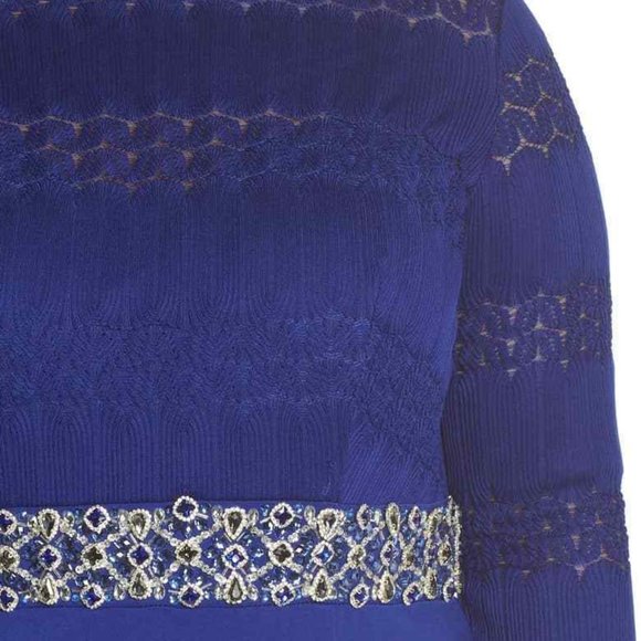 MAC DUGGAL EMBELLISHED WAIST ROYAL BLUE GOWN SZ 16W - Picture 4 of 10